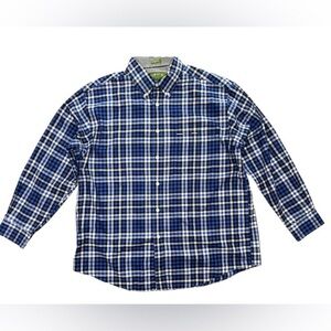 Orvis 100% Cotton Blue Black White Check Plaid Pattern Button Down Shirt Size XL